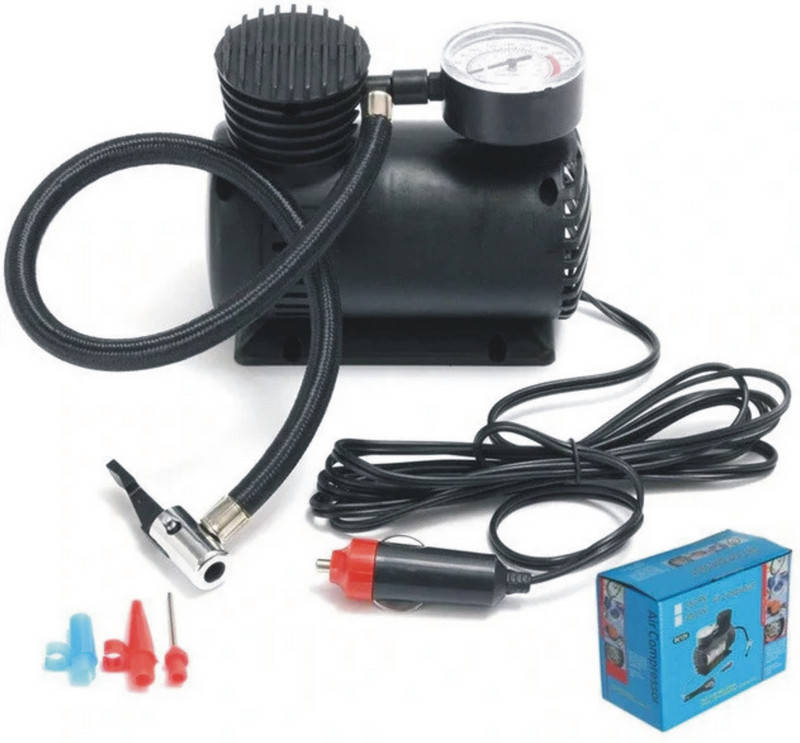 

Компрессор для подкачки колес мотоцикл, велосипед Air Compressor с манометром + набор иголок (787)