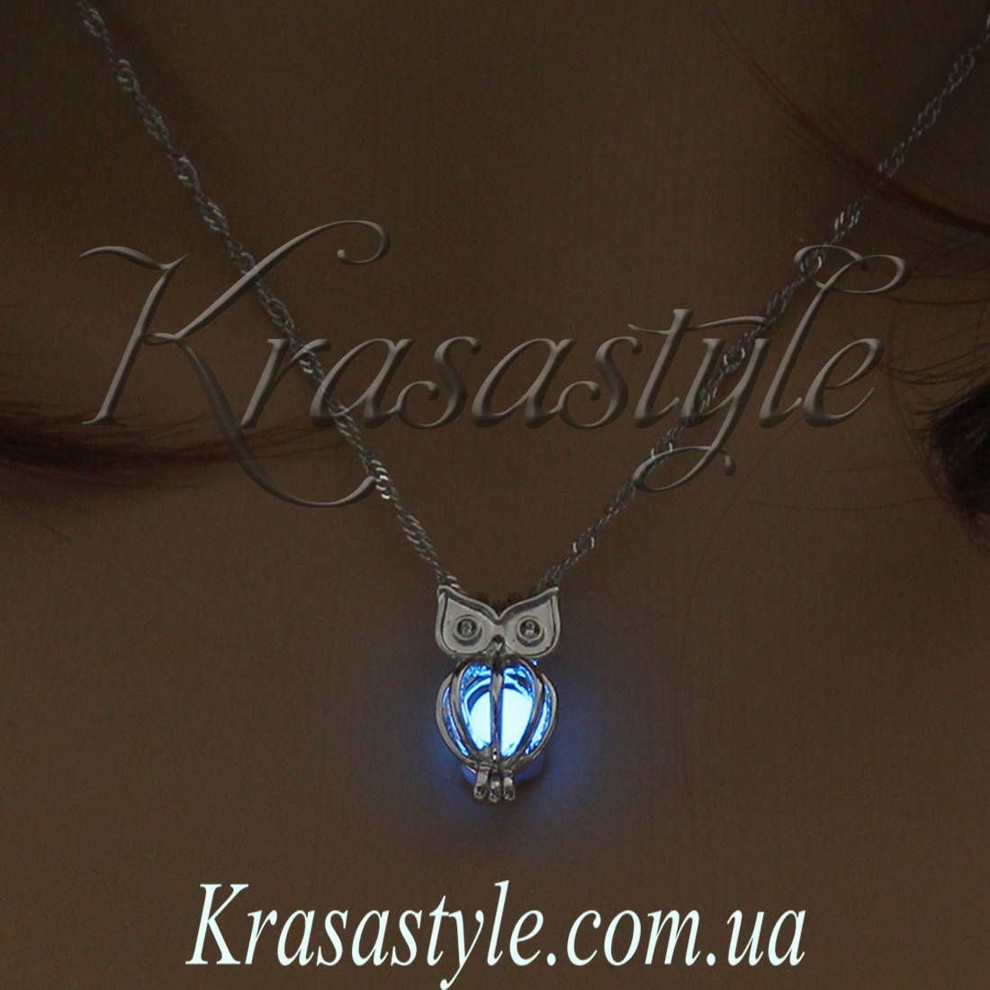

Светящийся кулон "Сова"синий