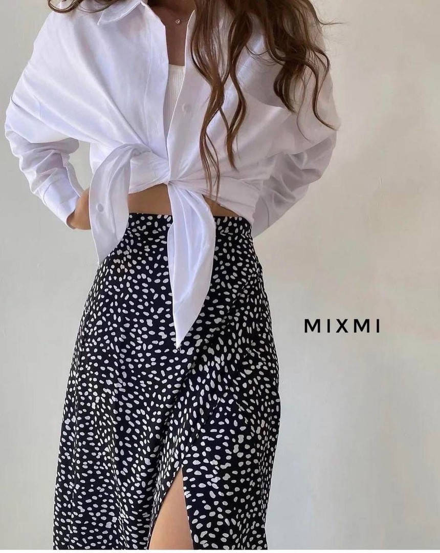 

Женский летний костюм, рубашка + юбка Размеры: 42-44, 44-46