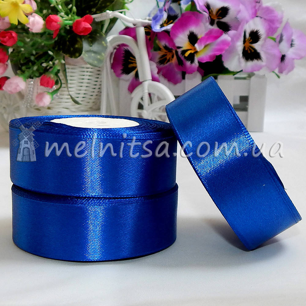 

Атласная лента 2,5 см, №40 синяя