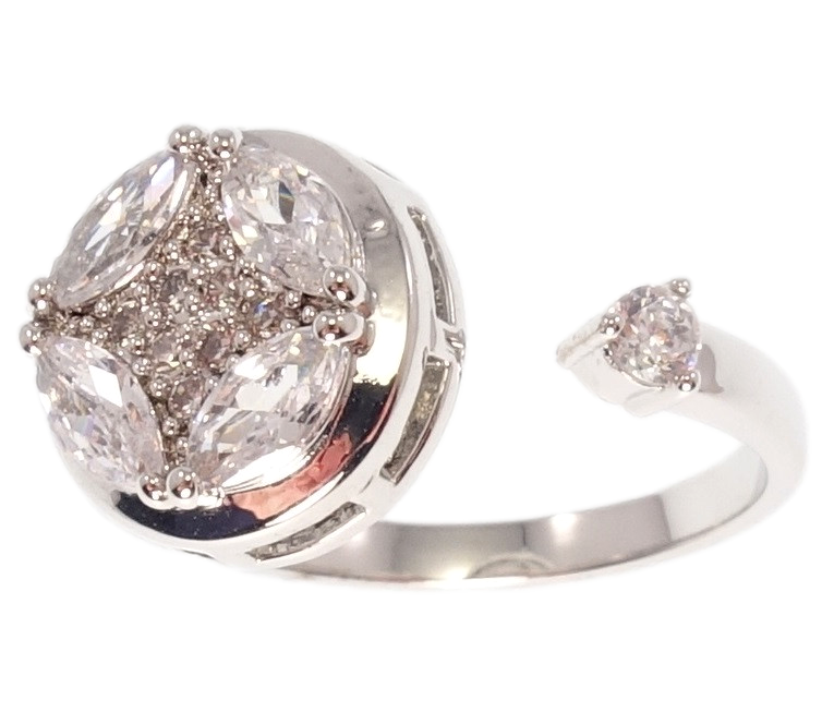 

Кольцо Xuping Родий "Вращающийся круг с кристаллами" р.15-16,16-17