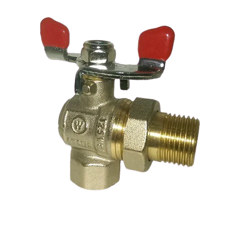 

Кран шаровый с американкой угловой латунный 3/4" в-н бабочка WATERPRO