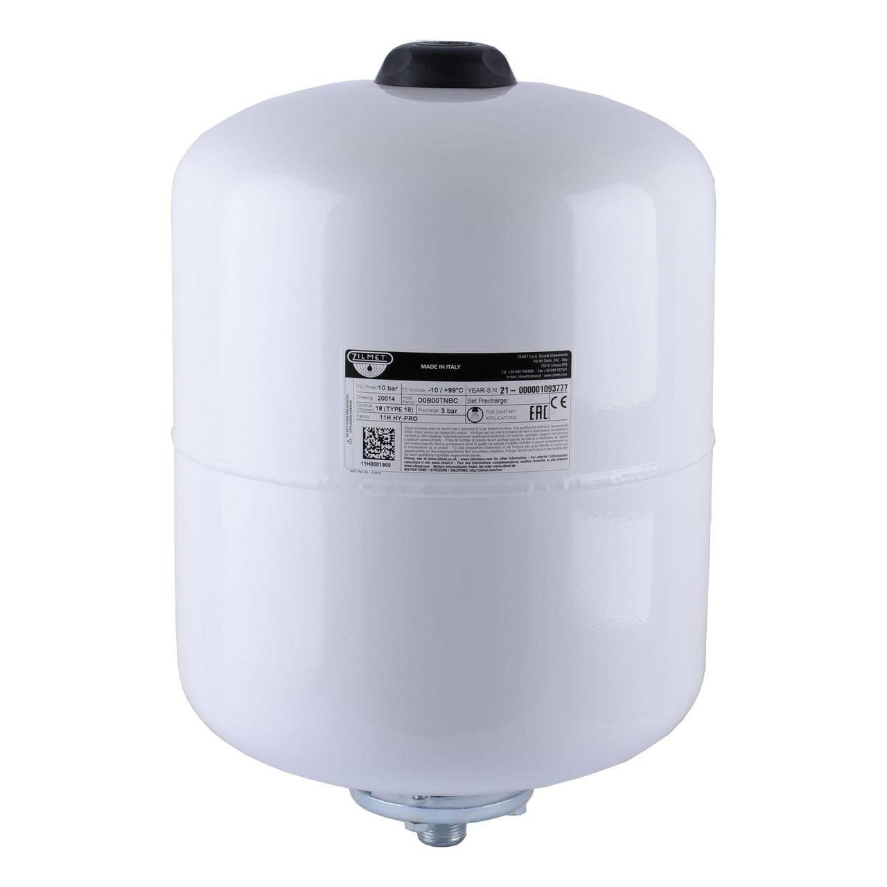 

Гідроакумулятор зі змінною мембраною 19л ZILMET HY-PRO 10bar, білий ( 11H0001900 ), Белый