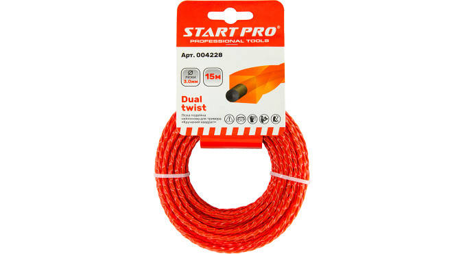 

Леска двойная нейлоновая для триммера (3.0 мм / 15 м) "Квадрат"