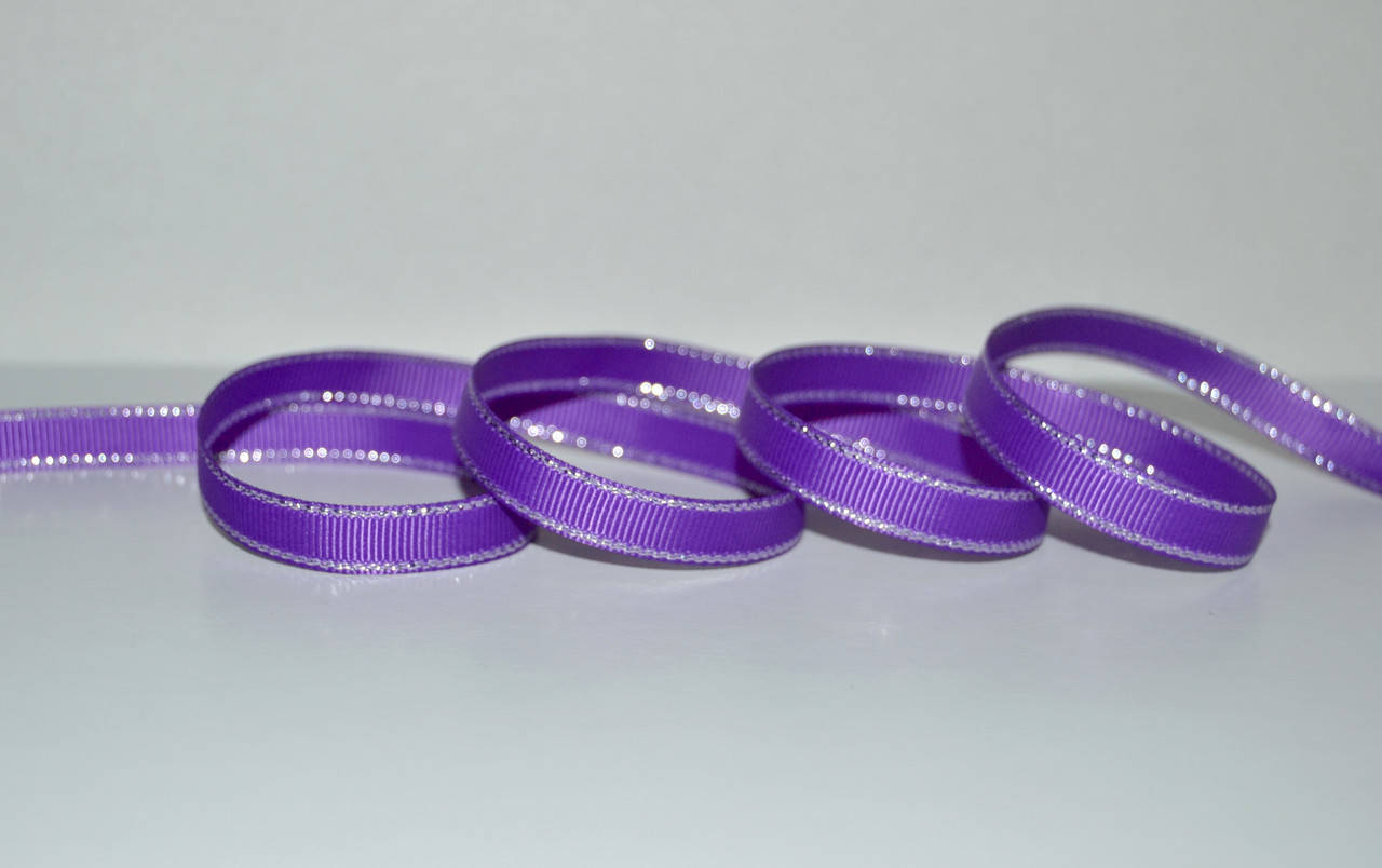 

Стрічка репсова, 0,9см з люрексом, колір фіолетовий-срібло
