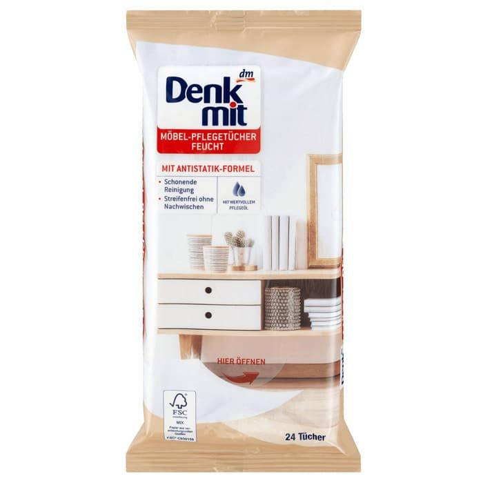 

Салфетки влажные для ухода за мебелью Denkmit 24 шт, Белый
