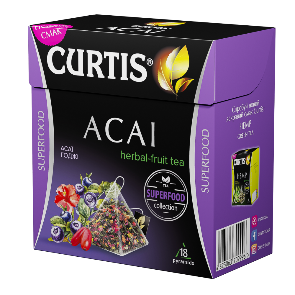 

Фруктовый чай с суперфудами Curtis Acai в пирамидках 18 шт.