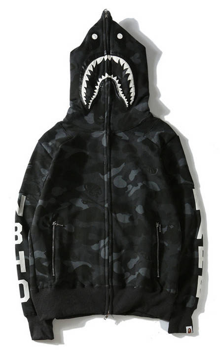 

✔️ Худи Bape стильный с утеплением чёрный мужской женский толстовка на молнии кенгуру бейп, Черный