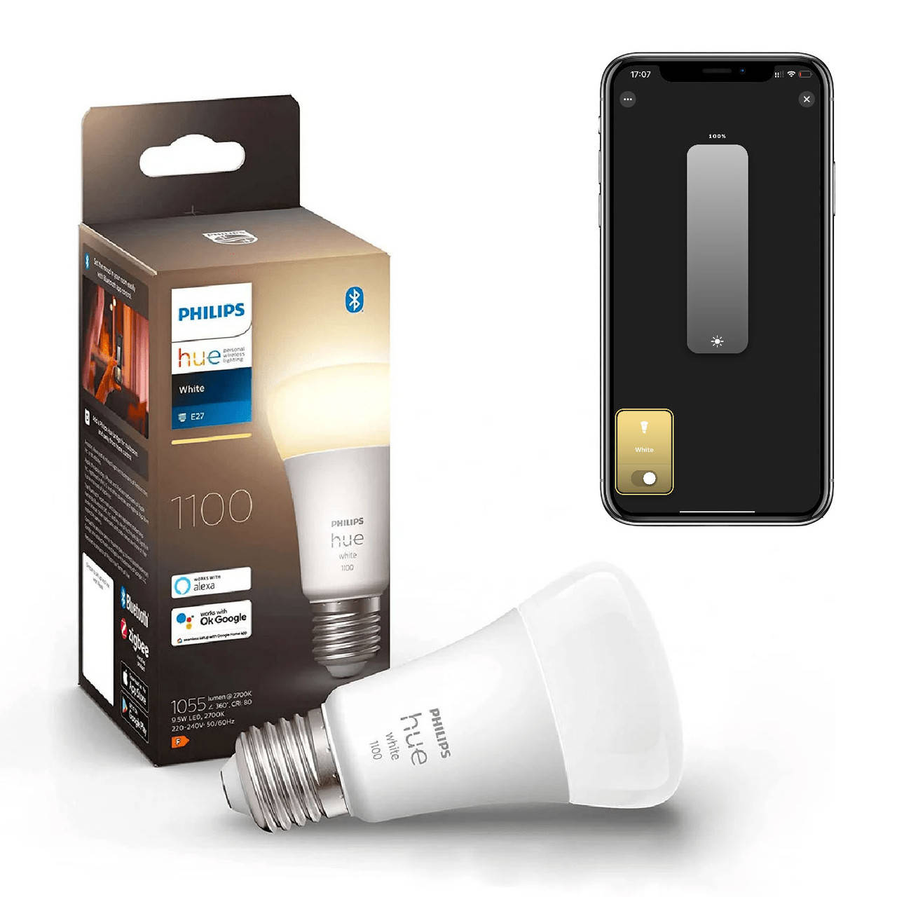 

Умная LED лампочка Philips Hue E27 White 1100лм 75Вт 9.5W ZigBee, Bluetooth, Apple HomeKit