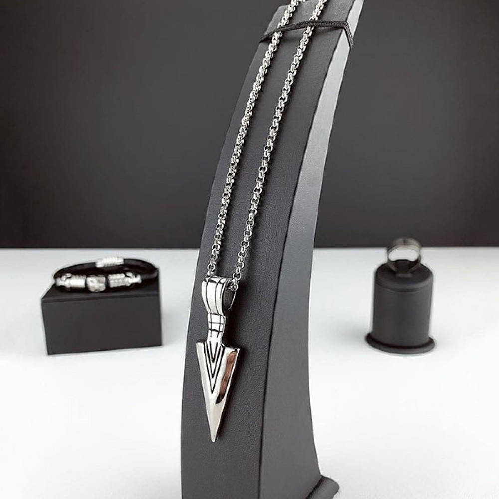 

Мужская металлическая серебряная подвеска, цепочка на шею, кулон из стали Arrow