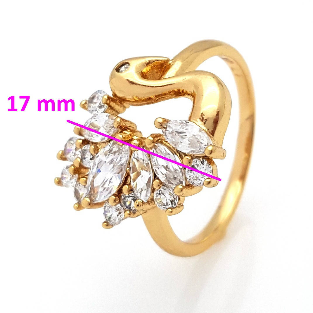 

Кольцо Лебедь, с камешками, p. 17,5 р. 18, р. 18,5 р. 19,5, позолота Xuping, 18К