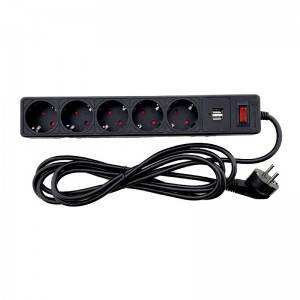 

Сетевой фильтр ElectroHouse 5 гнезд 2USB с заземлением со шторками 3м черный (EH-NFBU-5.3)