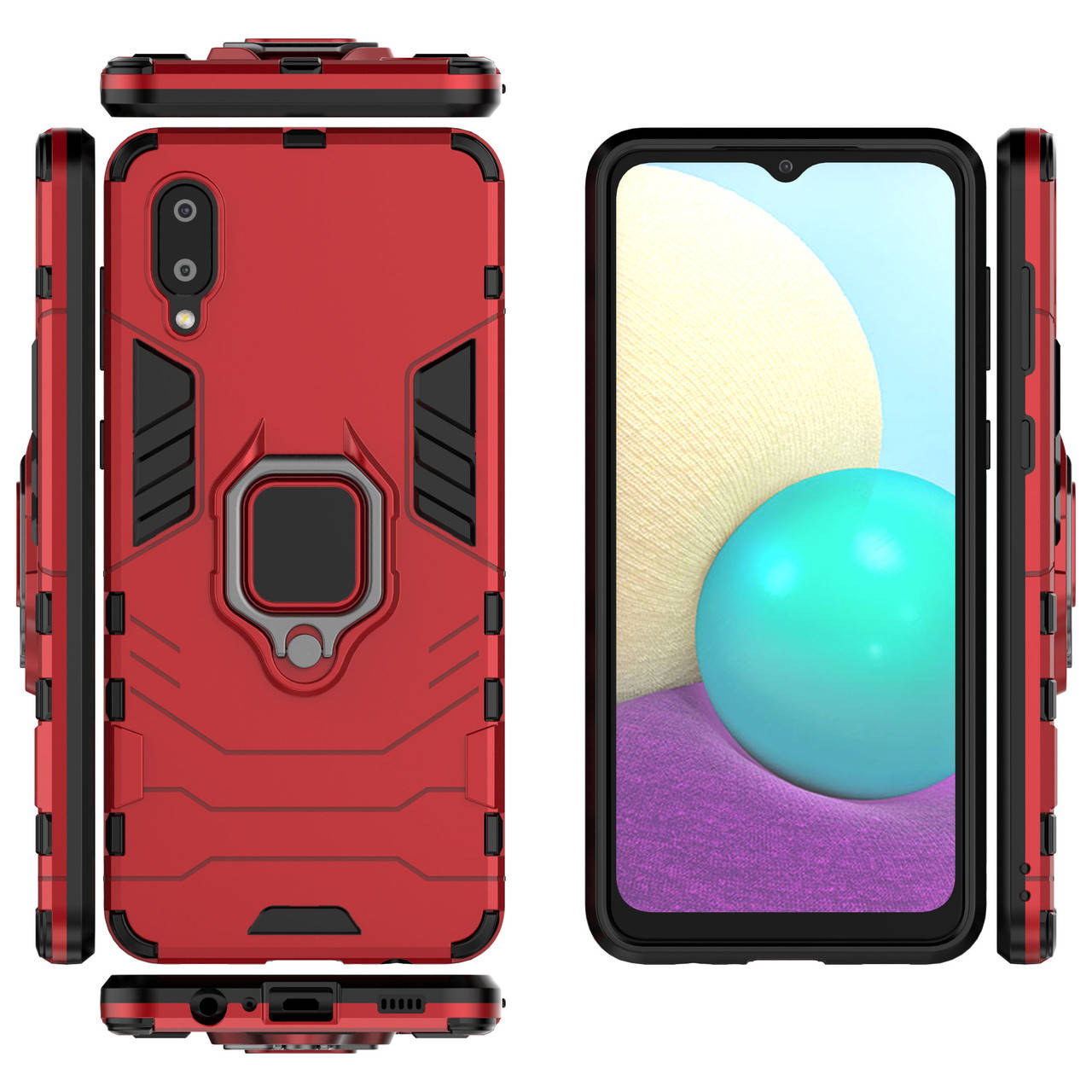

Бронированный чехол для Samsung Galaxy A02 A022 с кольцом Red, Красный