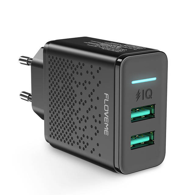 

Зарядное устройство для 2 USB FLOVEME 2.4A Черный