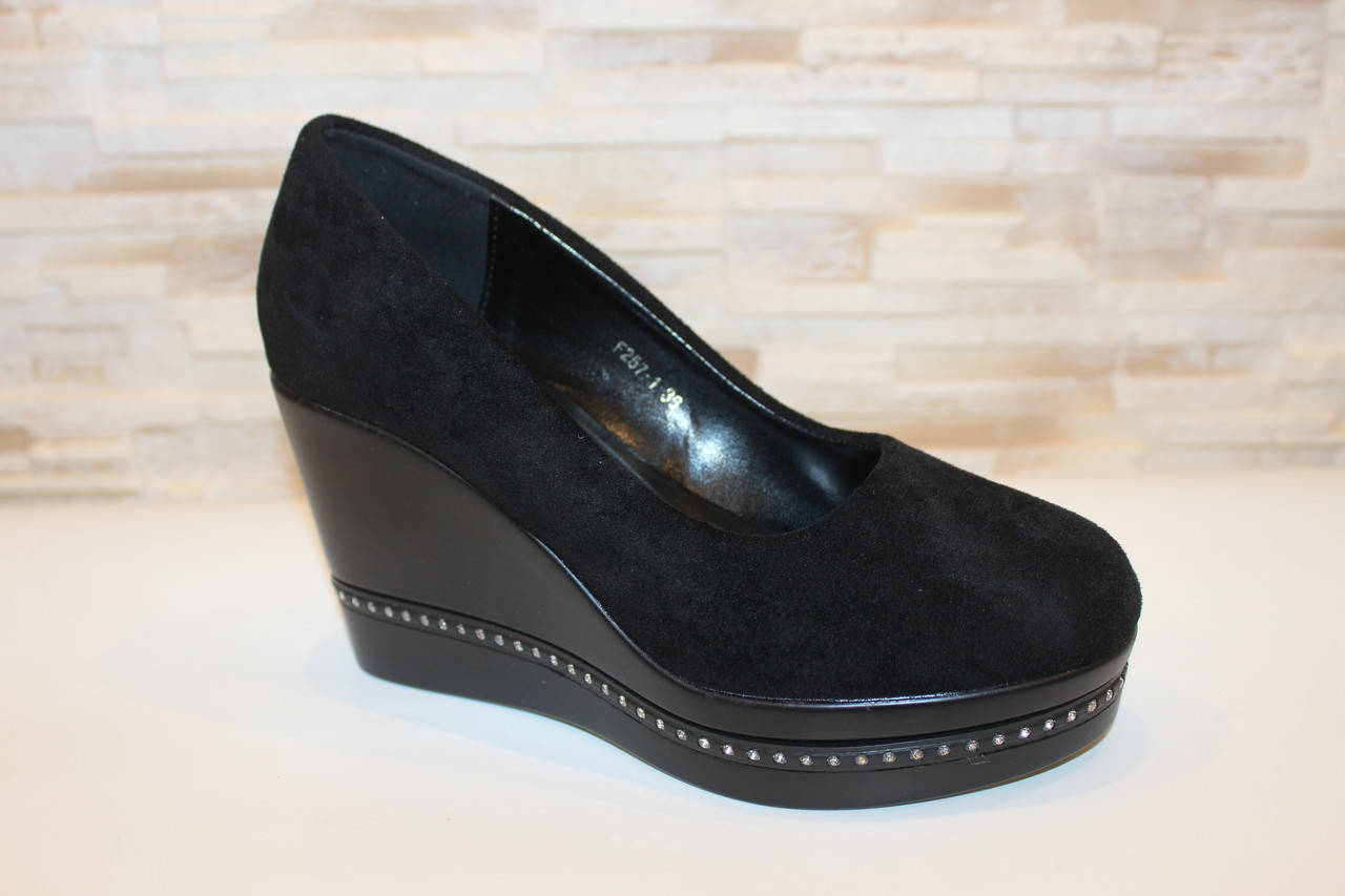 

Туфли женские черные на танкетке Т1384, Черный