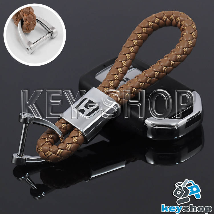 

Брелок для авто ключей Хонда (Honda) кожаный плетеный (светло - коричневый)