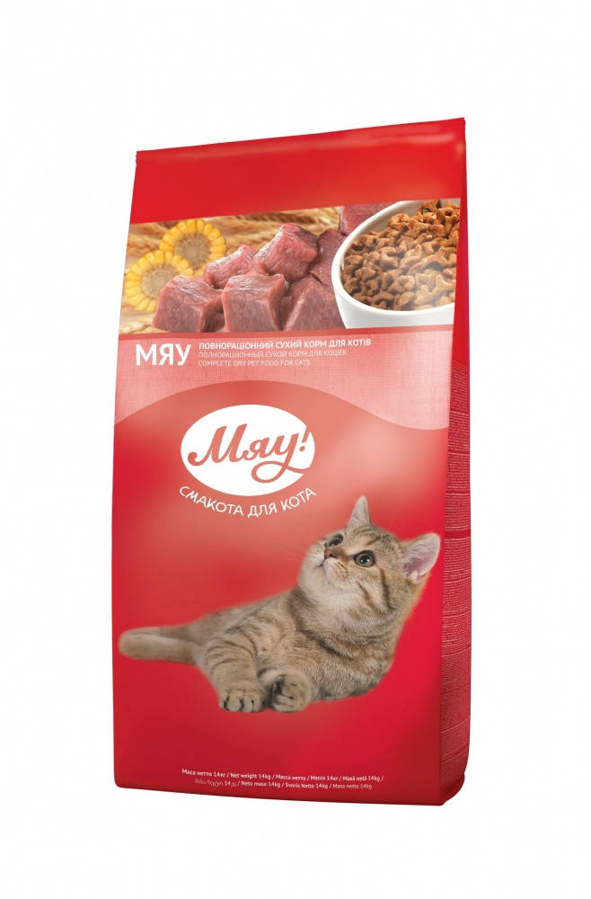 

Мяу сухой корм для кошек с курицей мешок 14кг