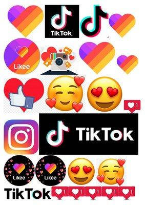 

Вафельна картинка для кондитерских виробів Likee, Instagram (лист А4) 68