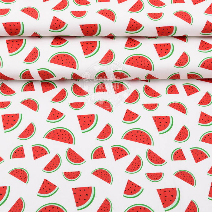 

Поплин шириной 240 см "Арбузики" на белом фоне (№2906), Красный