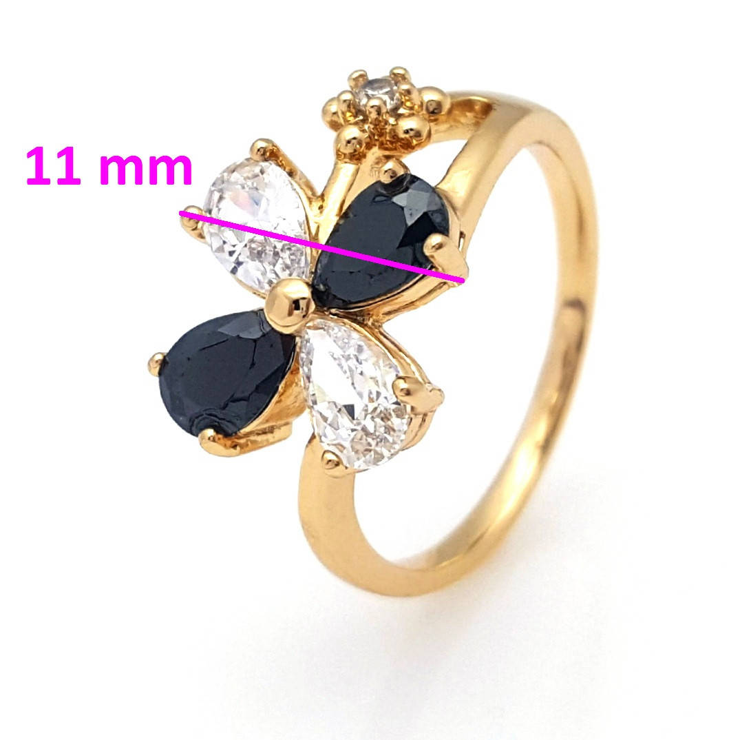 

Кольцо с медзолота, Цветок с черно-белым цирконием; р.18.5; Xuping 18К