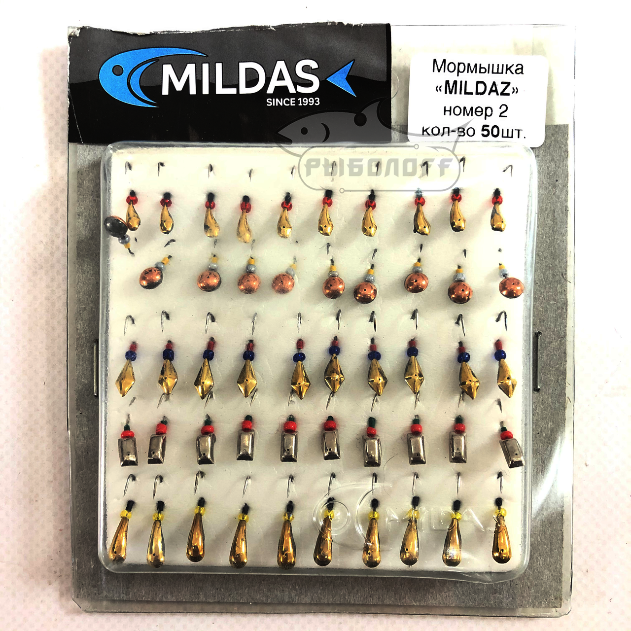 

Набор мормышек Mildas паяных с бусинкой 50шт.