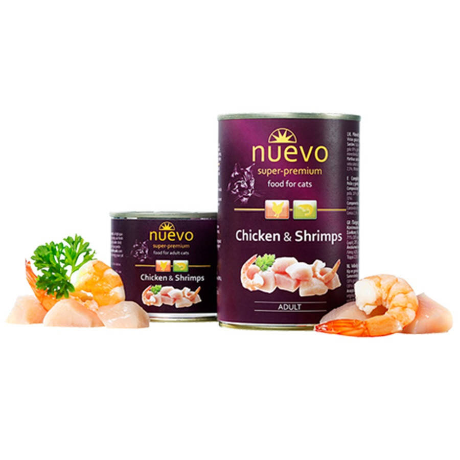 

Консервы для кошек NUEVO ADULT с курицей и креветками 200г