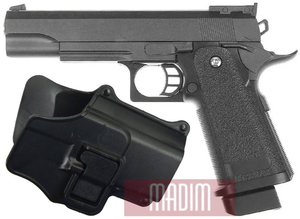 

Страйкбольный пистолет Colt 1911 с кобурой металлический 6 мм, Черный