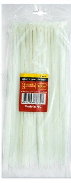

Хомуты (стяжки) пластиковые 4.8x350мм белые INTERTOOL TC-4835 (100 шт)