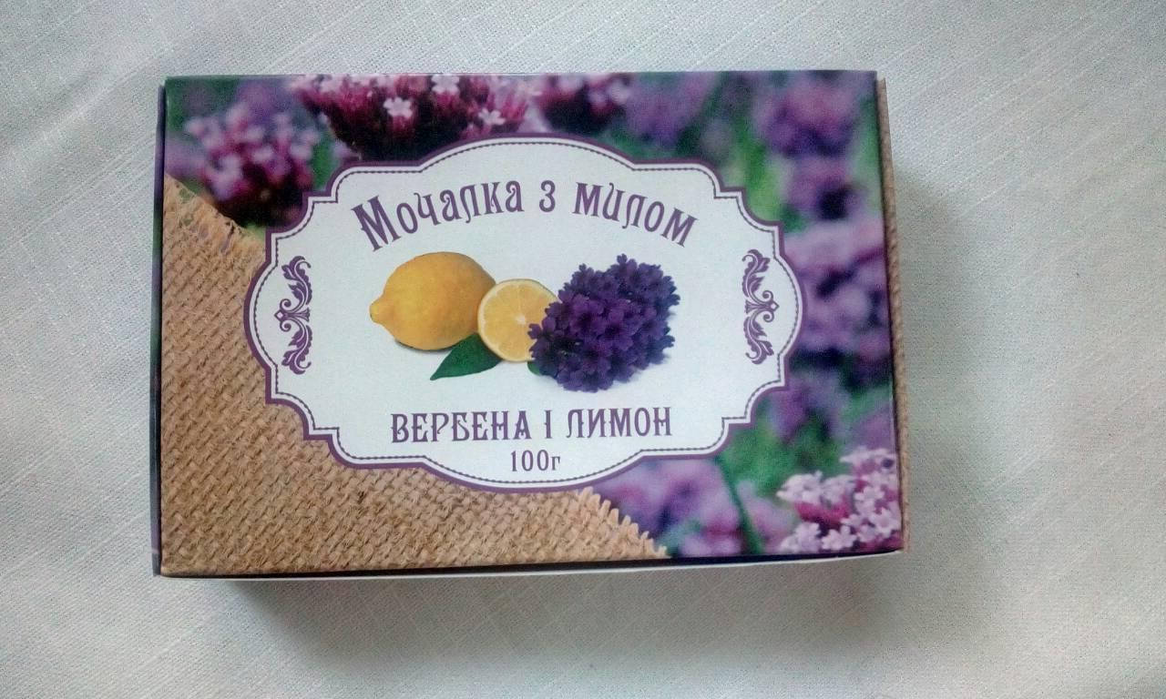 

Мочалка губка з милом ручної роботи ''Вербена і лимон" 100 грам