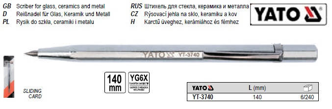 

Штихель рисовалка YATO Польша чертилка по стеклу керамике металлу l=140 YT-3740