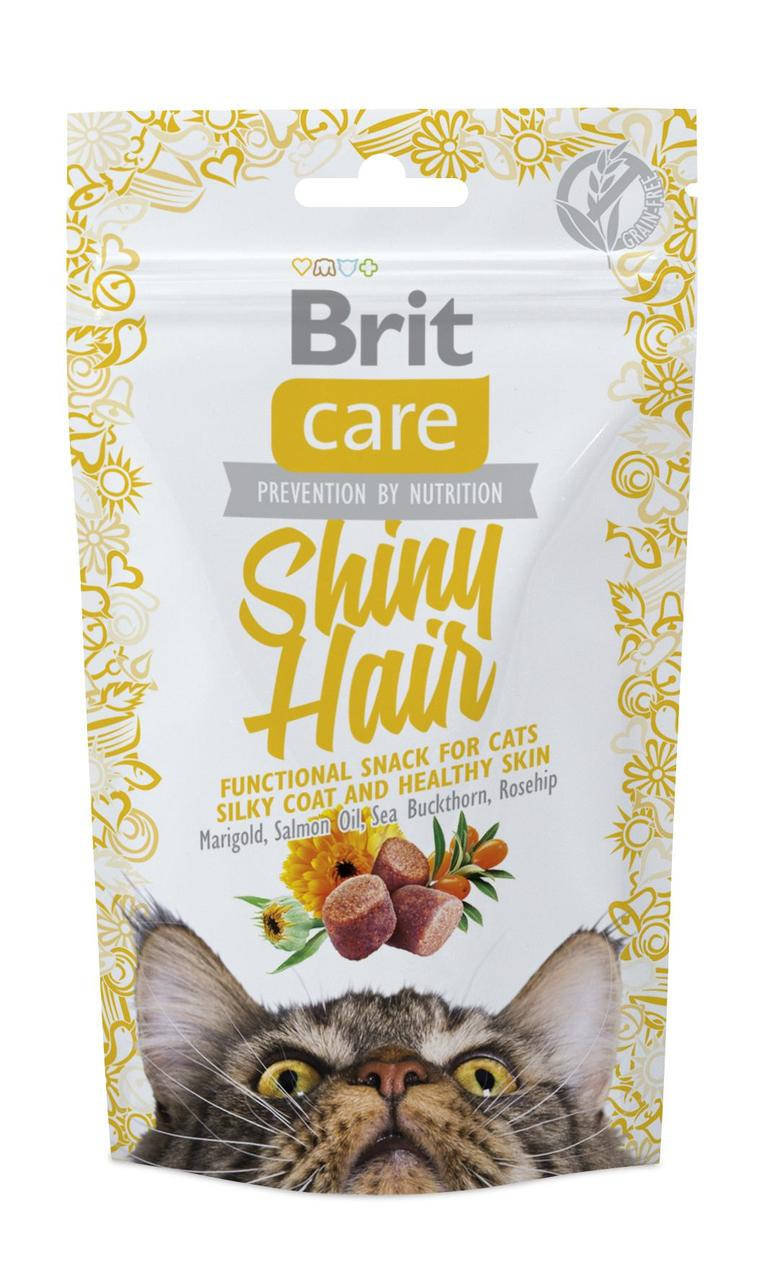 

Функциональные лакомства Brit Care Shiny Hair с лососем для котов, 50г