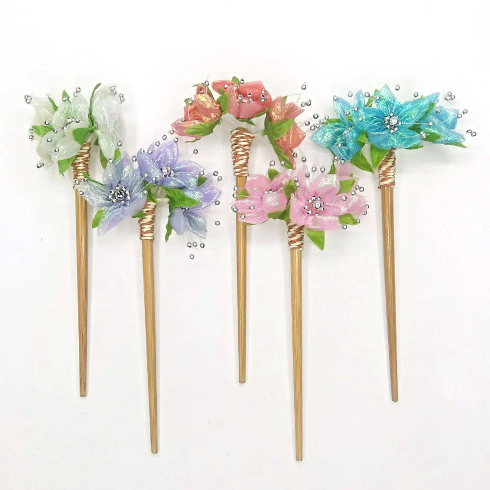 

Китайские палочки для волос с цветами. Деревянные