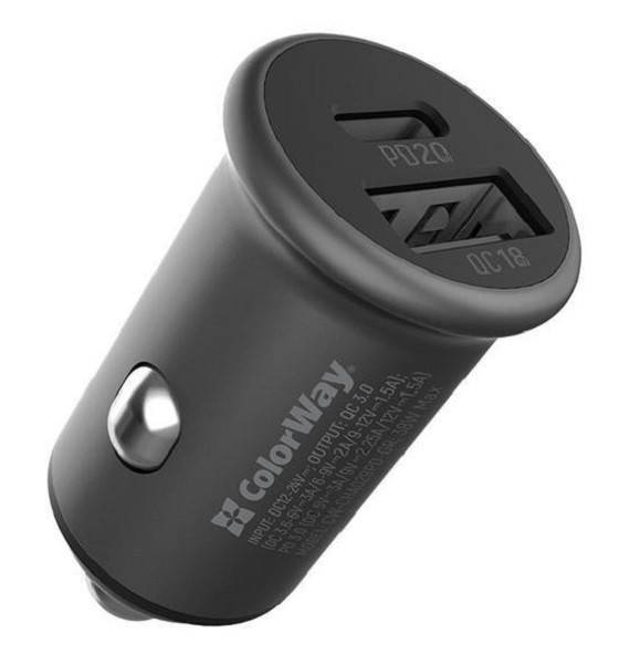 

Пристрій зарядний автомобільний ColorWay 2USB Type-C PD20W + USB QC3.0 ) (38W) Grеy (код 122558)