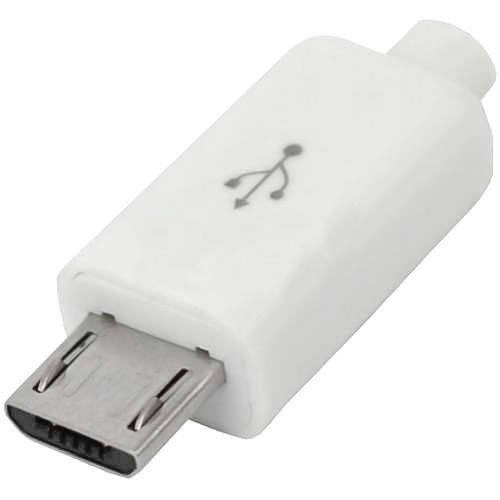 

Штекер micro USB 5pin, под шнур, бакелит, белый