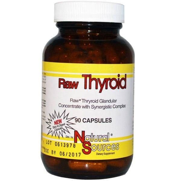 

Гормоны для щитовидной железы, Raw Thyroid, Natural Sources, 90 капсул