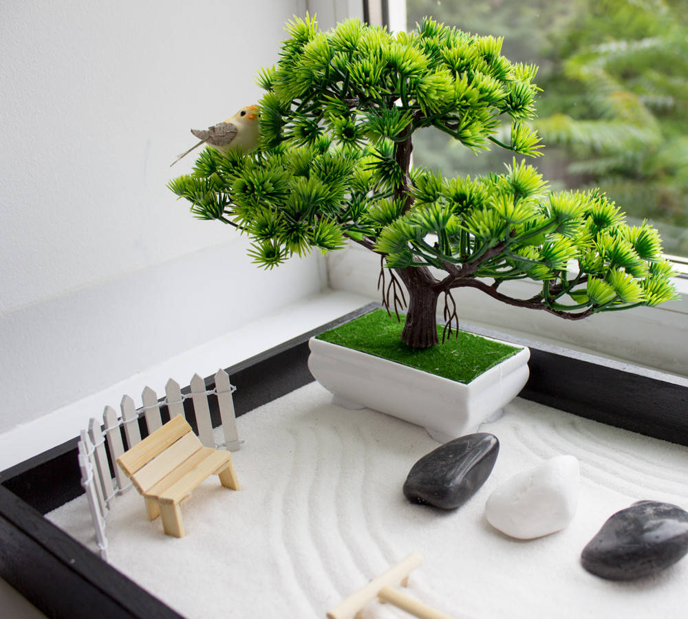 

Японский сад камней Сад Дзен с Бонсаи, 27х40 см, классический