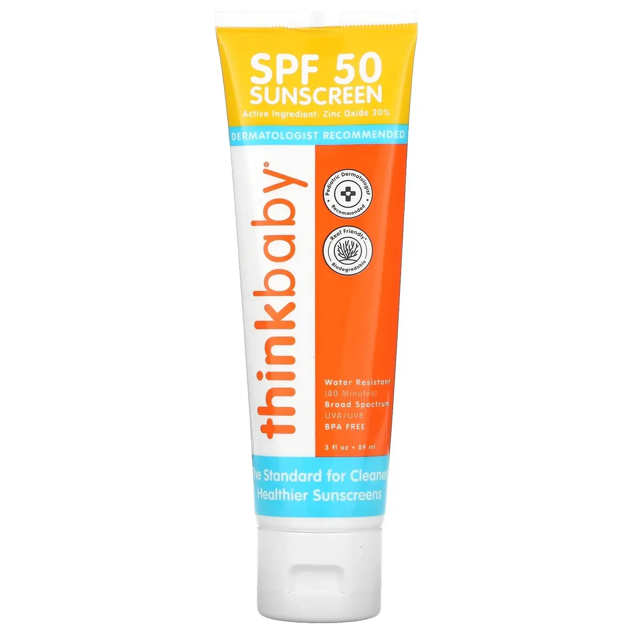 

Think, Thinkbaby, солнцезащитный крем SPF 50+, 3 жидких унции (89 мл)