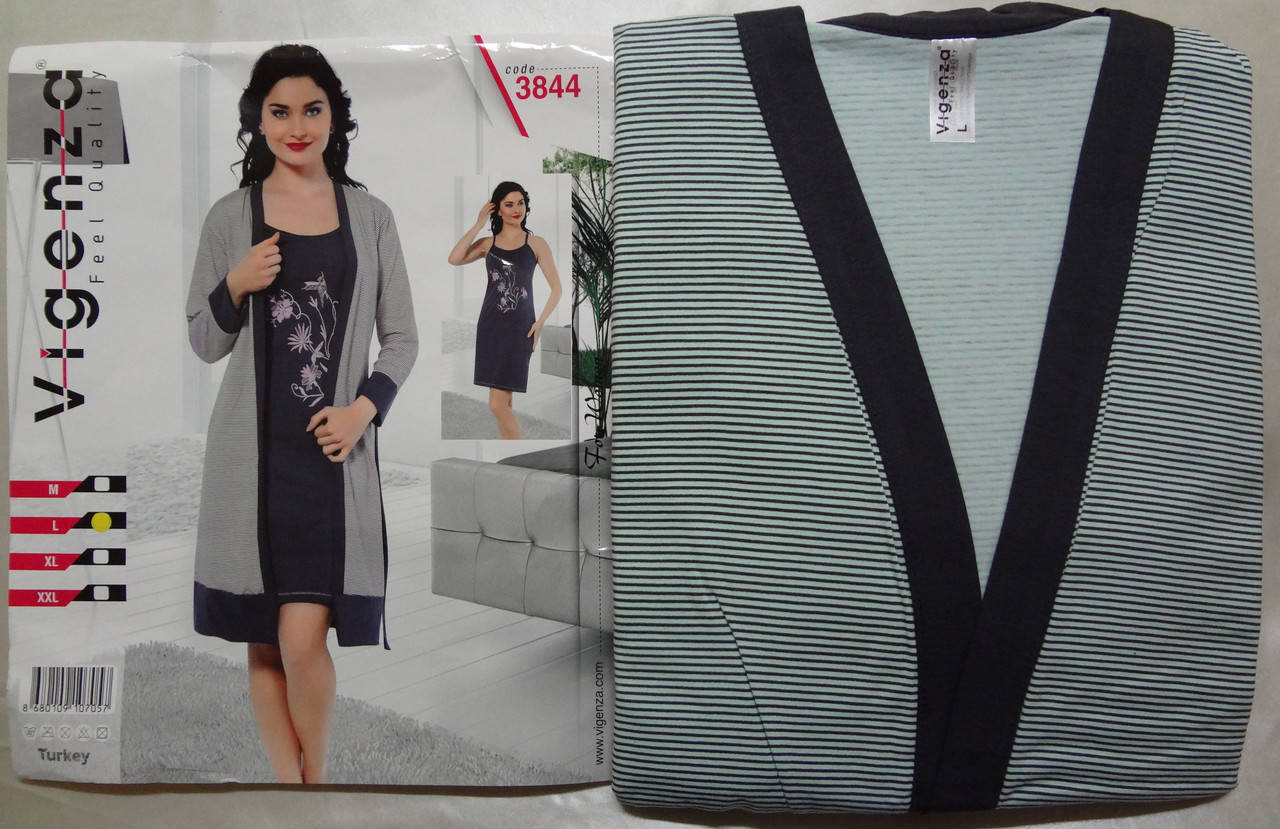 

Женский комплект ночная рубашка и халат Vigenza L