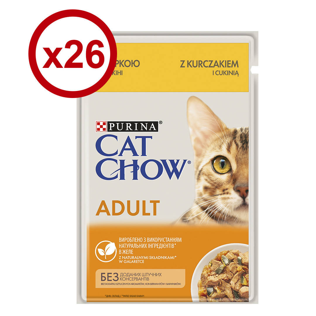 

Cat Chow паучи 85г *26шт с курицей и цуккини для кошек