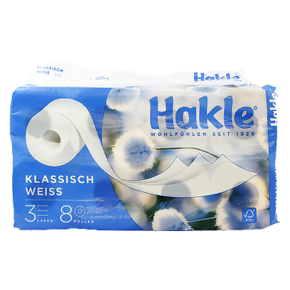 

Папір туалетний трьохшаровий Хакле класичний Hakle klassisch weiss 8szt (Код : 00-00011576)