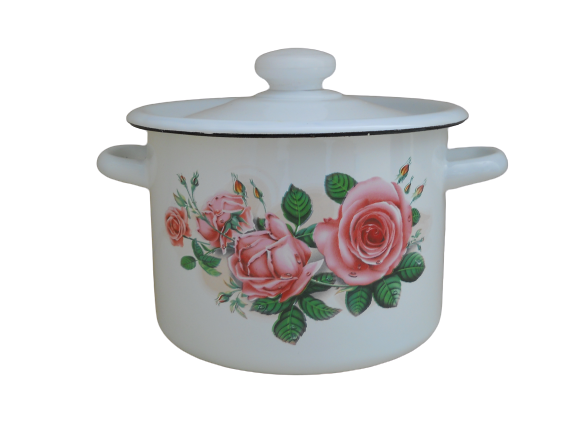 

Кастрюля эмалированная 3л. с деколью, Белый