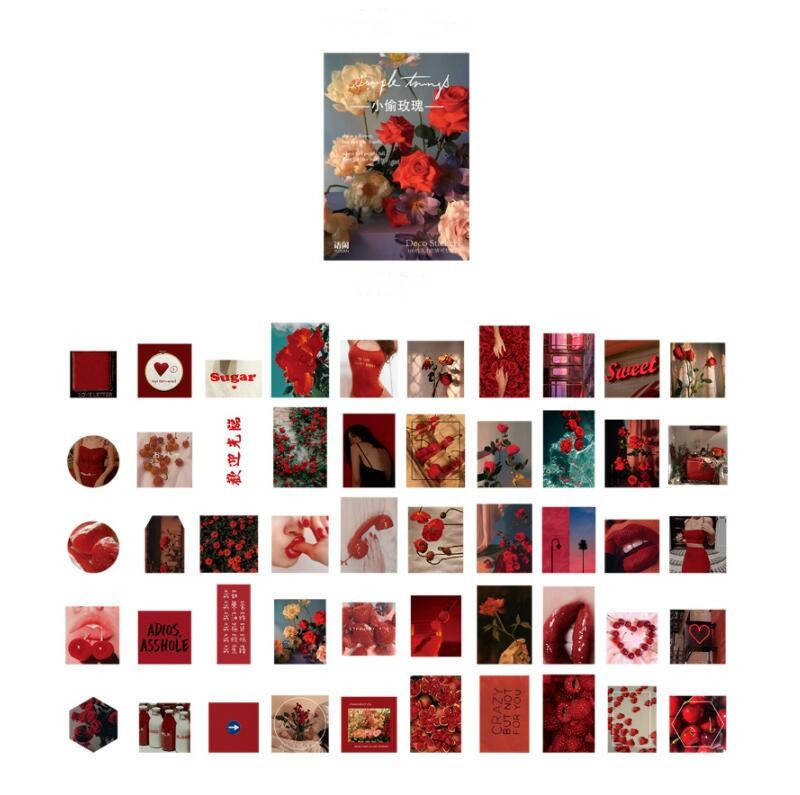 

100 шт стикеров в формате картинок YUXIAN 110*160 мм White (YXTZB209) Красный