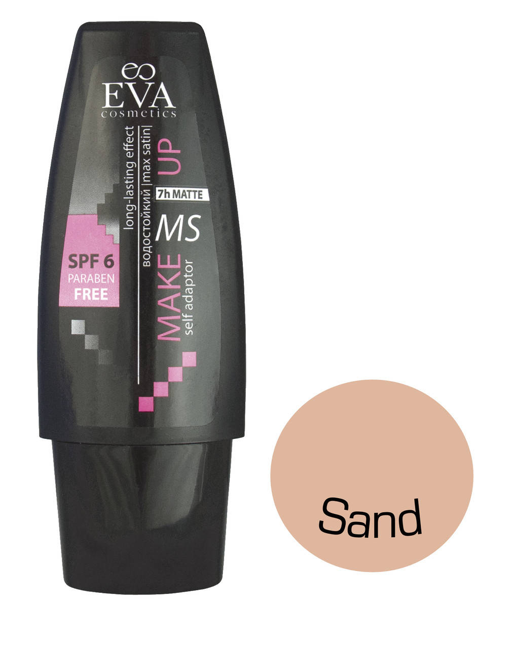 

Водостойкий матирующий тональный крем Eva cosmetics "MAX Satin" Тон Бежевый Sand