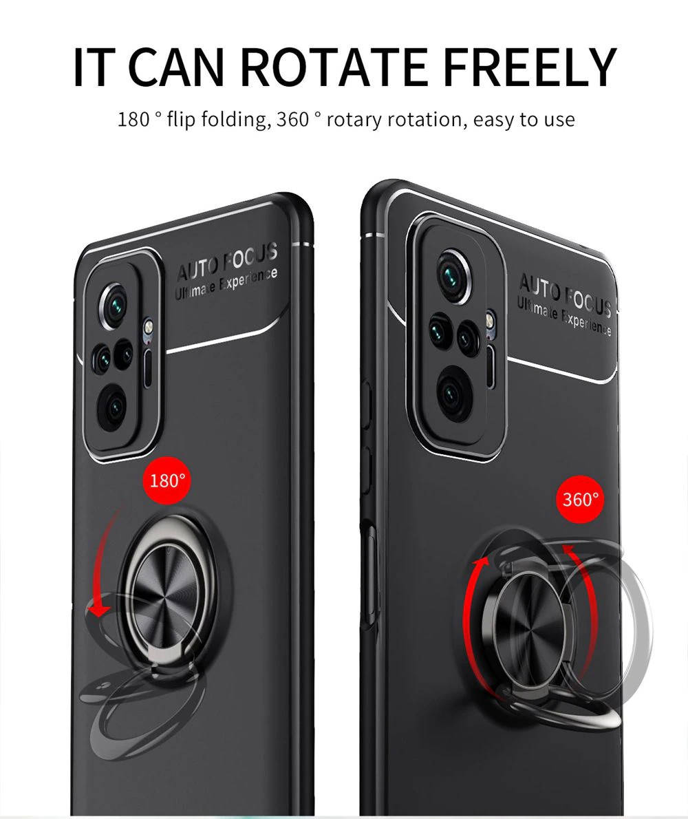 

Матовый чехол с кольцом для Xiaomi Redmi Note 10 Pro Черный силиконовый