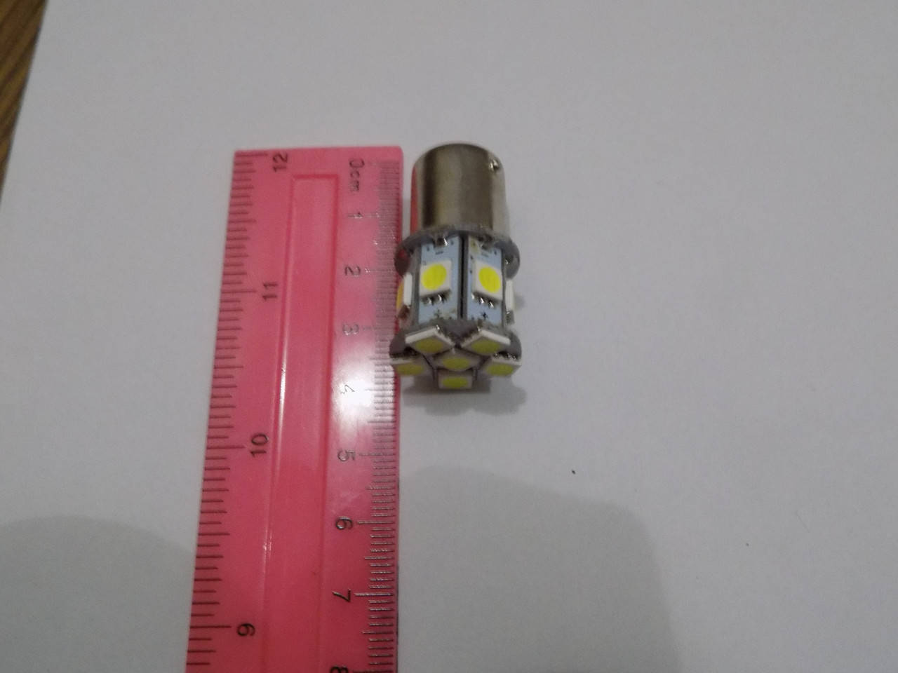 

Автомобильная светодиодная лампа освещения поворотов и габаритов 1156-13SMD-5050B-1 контакт-12V (пр-во Китай)