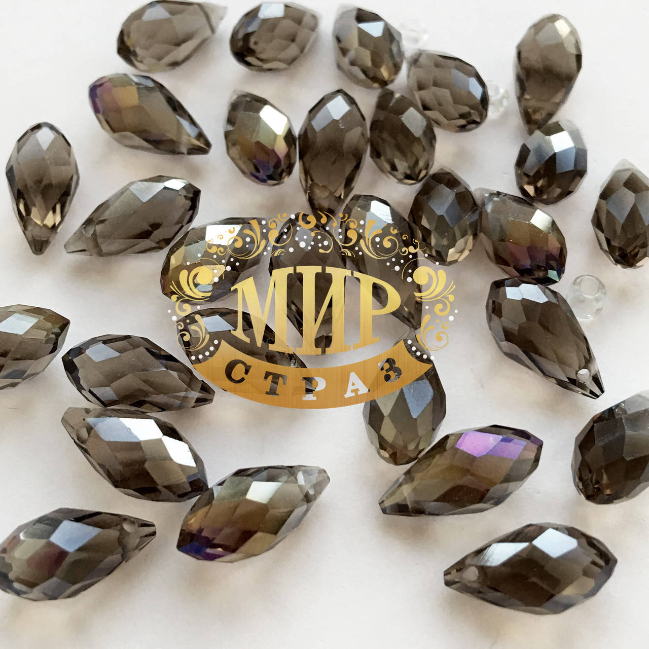 

Бусина капля для создания бижутерии 6х12mm Black Diamond AB 1шт