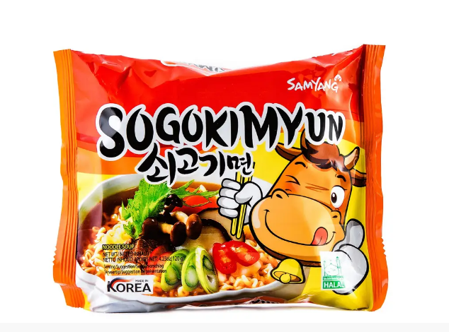 

Корейская лапша SAMYANG SogoKimyun с говядиной Flavor Ramen HALAL 120g (Корея)