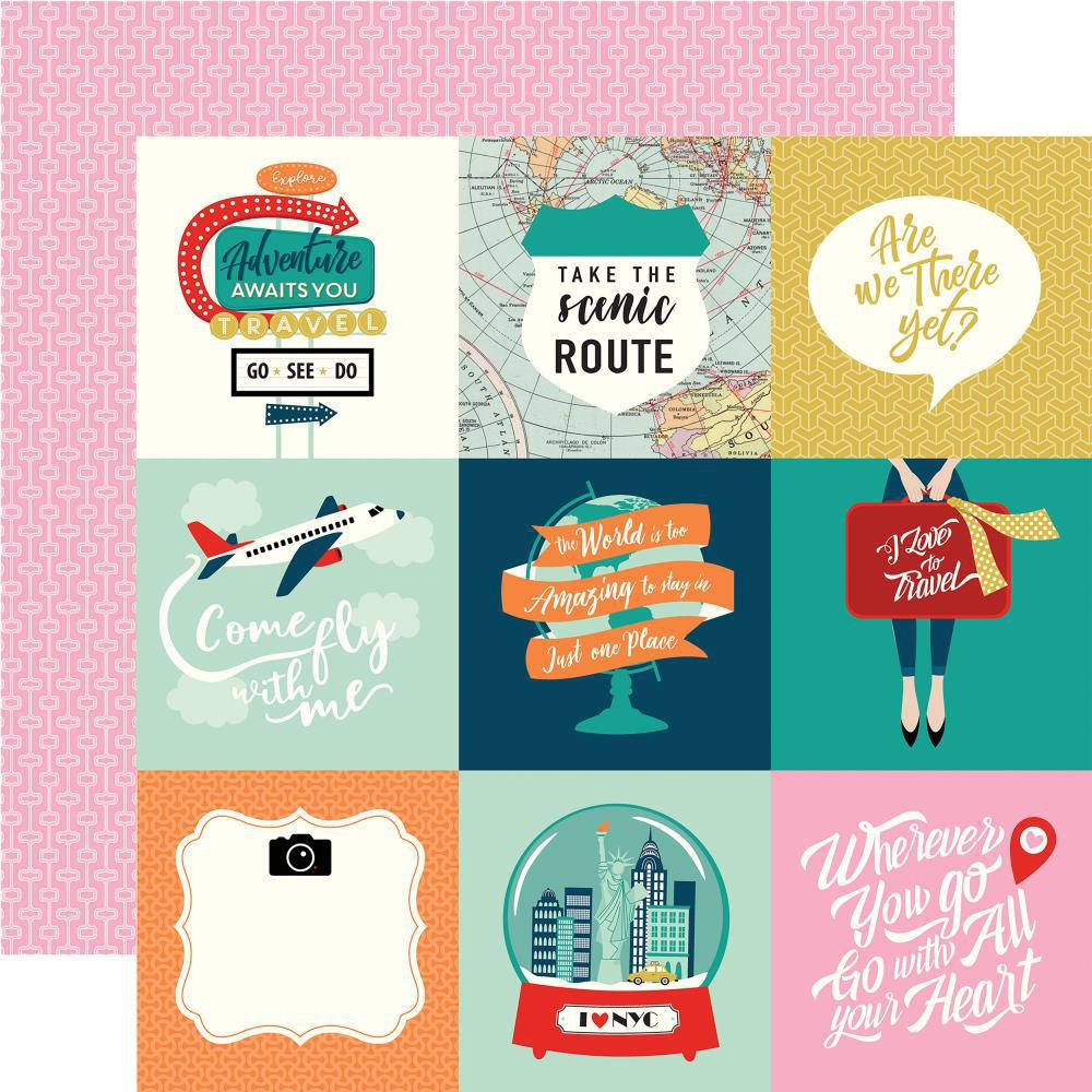 

Папір двосторонній - 10х10 Journaling Cards - Pack Your Bags - Carta Bella - 30х30