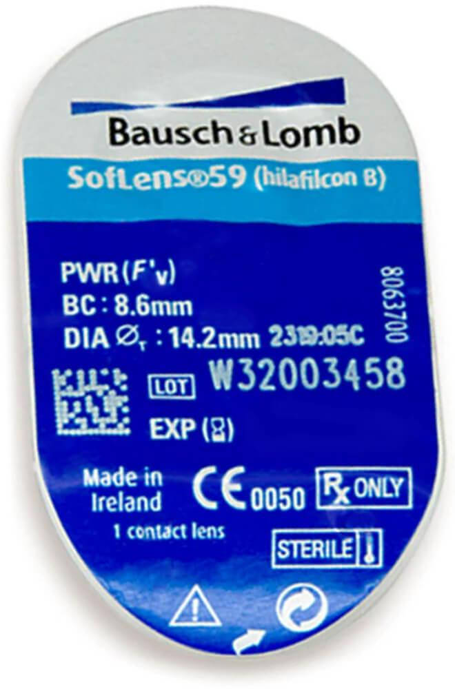 

Контактные линзы Bausch&Lomb SofLens59 (BC=8.6, DIA=14.2) 1 линза
