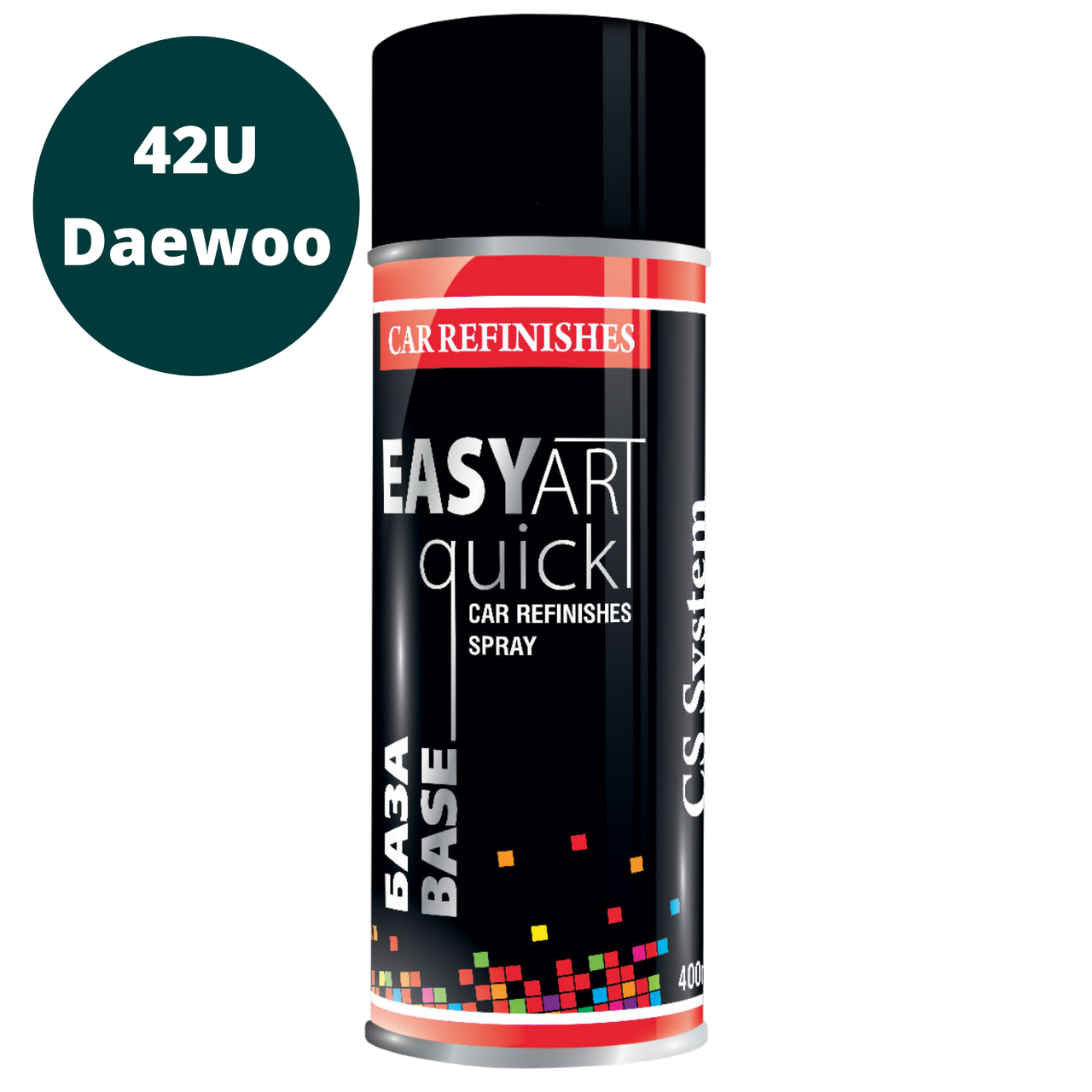 

Автомобильная Краска в Баллончиках Темно-зеленый Металлик 42U Daewoo CSS EASY ART Quick BASE 400мл, Зелёный